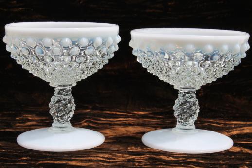 photo of vintage Fenton french opalescent moonstone glass champagne / sherbet glasses #4