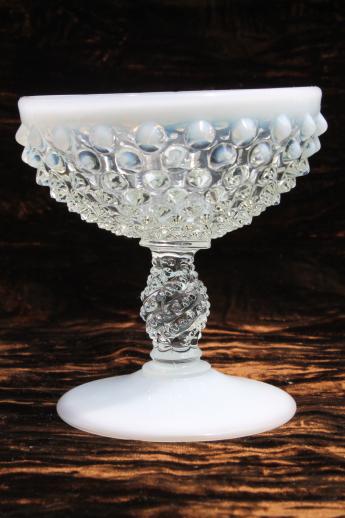 photo of vintage Fenton french opalescent moonstone glass champagne / sherbet glasses #5