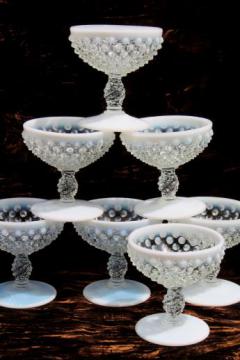 catalog photo of vintage Fenton french opalescent moonstone glass champagne / sherbet glasses