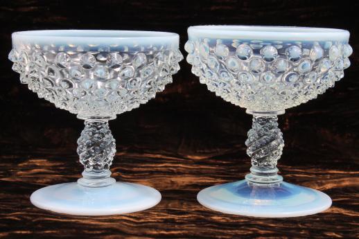 photo of vintage Fenton french opalescent moonstone glass champagne / sherbet glasses  #3