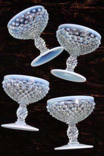 photo of vintage Fenton french opalescent moonstone glass champagne / sherbet glasses  #7