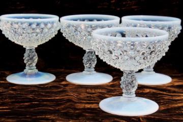 catalog photo of vintage Fenton french opalescent moonstone glass champagne / sherbet glasses 