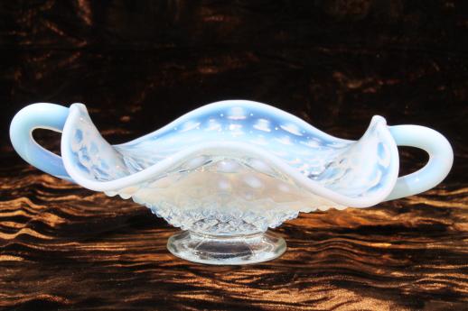 photo of vintage Fenton french opalescent moonstone glass crimped ruffle dishes & bowls #7