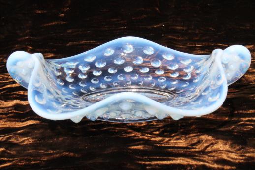 photo of vintage Fenton french opalescent moonstone glass crimped ruffle dishes & bowls #8