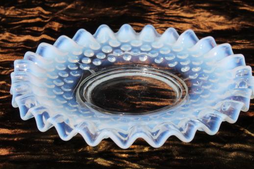 photo of vintage Fenton french opalescent moonstone glass crimped ruffle dishes & bowls #11