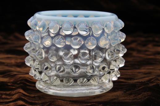 photo of vintage Fenton french opalescent moonstone glass individual cream & sugar sets #2