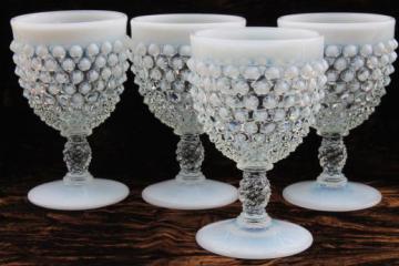 catalog photo of vintage Fenton french opalescent moonstone glass water goblets or wine glasses