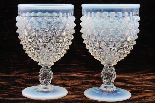 photo of vintage Fenton french opalescent moonstone glass water goblets or wine glasses #3