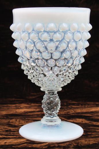 photo of vintage Fenton french opalescent moonstone glass water goblets or wine glasses  #4