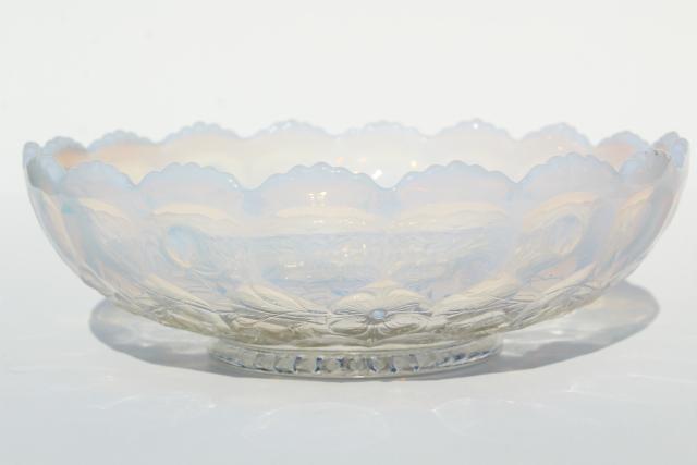 photo of vintage Fenton french white opalescent strawberry berries pattern bowl #1