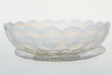 catalog photo of vintage Fenton french white opalescent strawberry berries pattern bowl