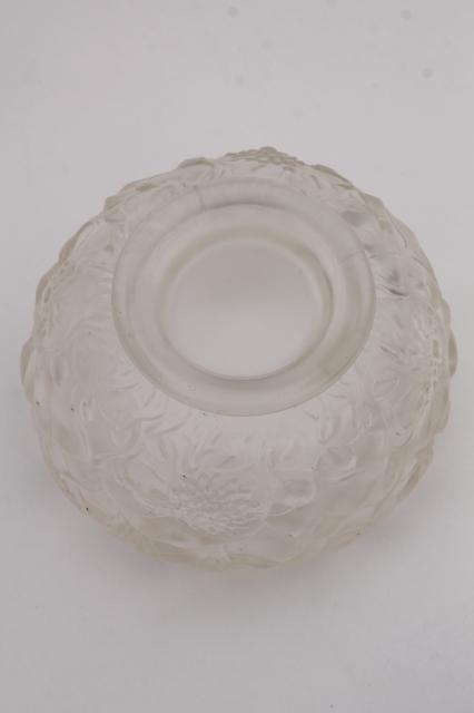 photo of vintage Fenton glass water lily rose bowl clear crystal velvet frosted satin glass #3