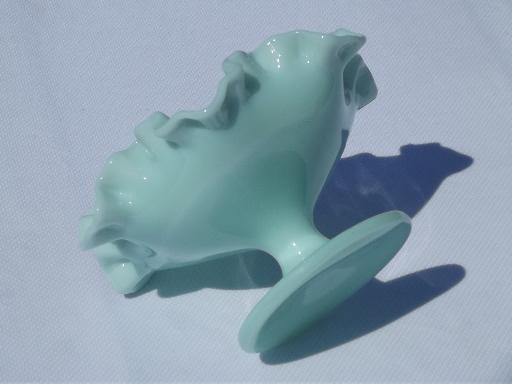 photo of vintage Fenton green pastel milk glass dish, lovely robin's egg blue #3