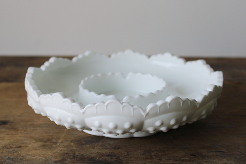 photo of vintage Fenton hobnail milk glass, LARGE ashtray or candle bowl mid century modern  #1