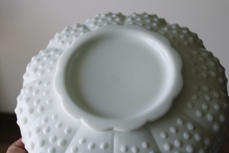 photo of vintage Fenton hobnail milk glass, LARGE ashtray or candle bowl mid century modern #4