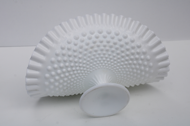 photo of vintage Fenton hobnail milk glass banana stand fruit bowl, large centerpiece for greenery #5