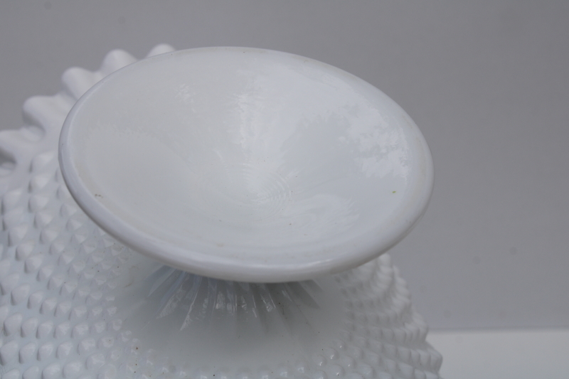 photo of vintage Fenton hobnail milk glass banana stand fruit bowl, large centerpiece for greenery #6