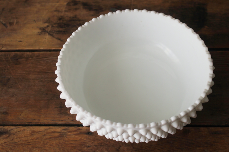 photo of vintage Fenton hobnail milk glass bowl, three toed footed centerpiece or planter  #2