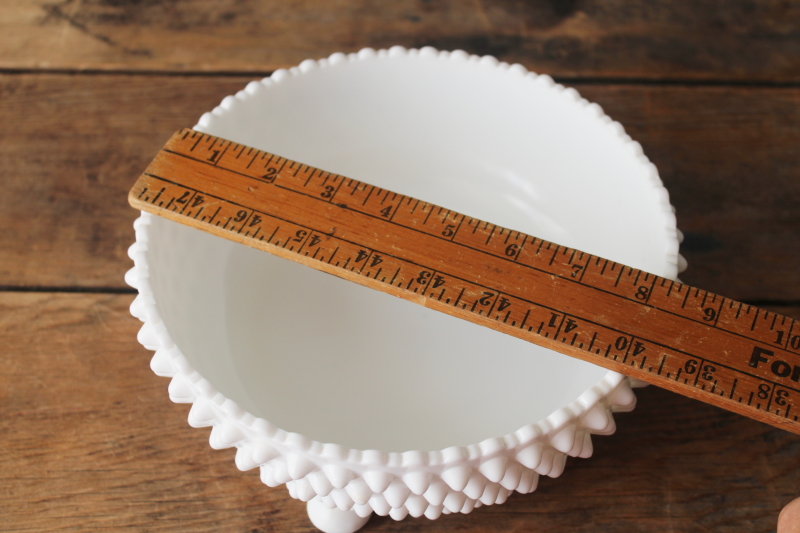 photo of vintage Fenton hobnail milk glass bowl, three toed footed centerpiece or planter  #5