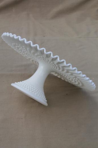 photo of vintage Fenton hobnail milk glass cake stand pedestal dessert plate #4