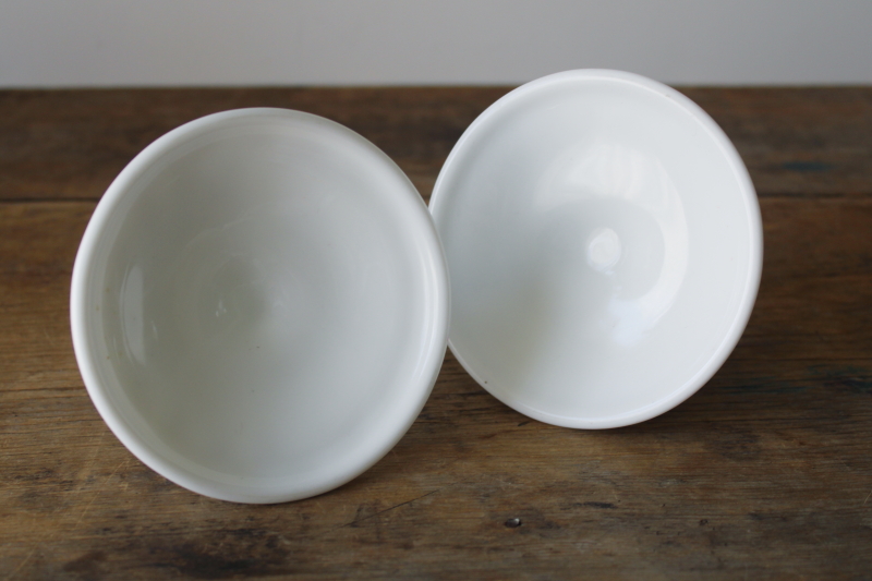 photo of vintage Fenton hobnail milk glass candle holders, pair of low candlesticks  #3