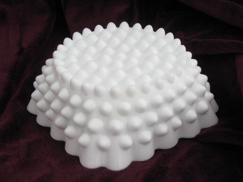 photo of vintage Fenton hobnail milk glass candy / pickle dishes, square bowls #3