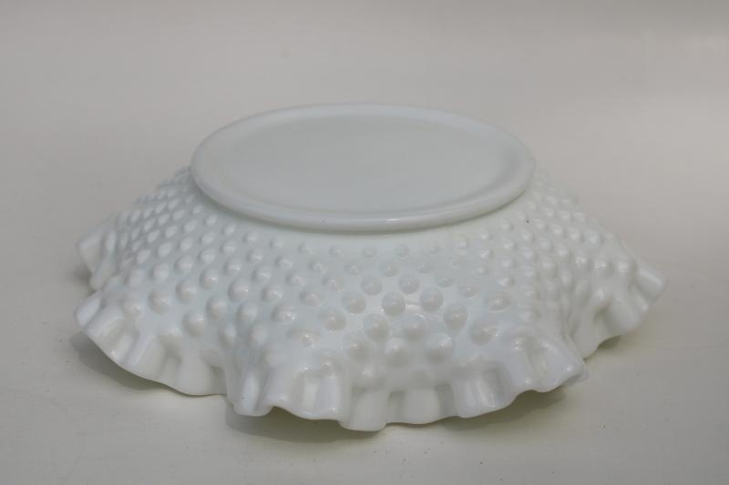 photo of vintage Fenton hobnail milk glass crimped bowl or bonbon mints / candy dish #3