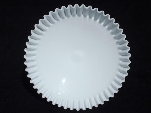 photo of vintage Fenton hobnail milk glass fruit compote, huge centerpiece bowl #2