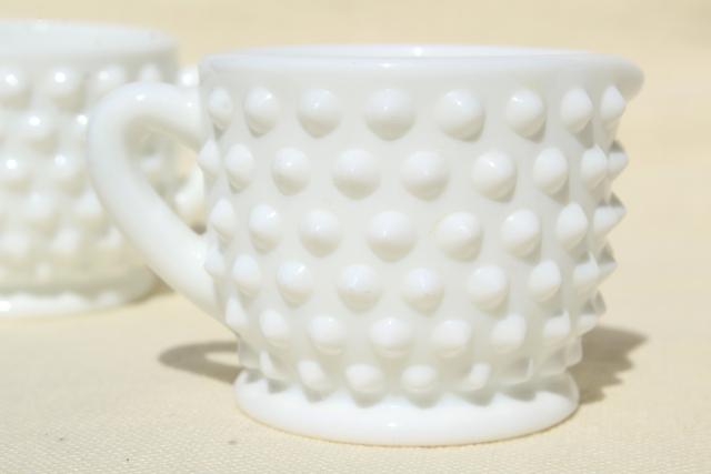 photo of vintage Fenton hobnail milk glass, individual size mini creamer & sugar set #4