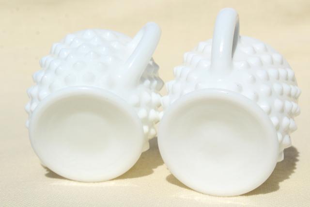 photo of vintage Fenton hobnail milk glass, individual size mini creamer & sugar set #7