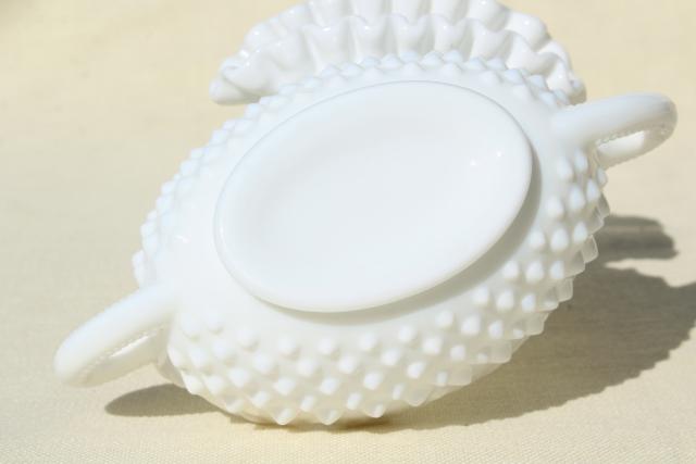 photo of vintage Fenton hobnail milk glass, instant collection grouping of small vases #3