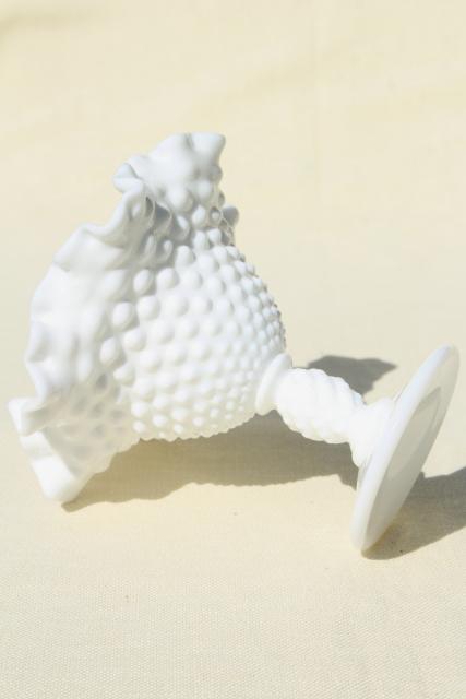 photo of vintage Fenton hobnail milk glass, instant collection grouping of small vases #6