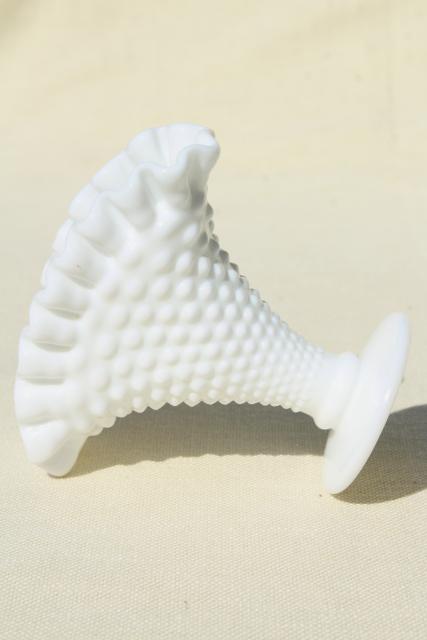 photo of vintage Fenton hobnail milk glass, instant collection grouping of small vases #8