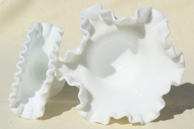 photo of vintage Fenton hobnail milk glass, instant collection grouping of small vases #9