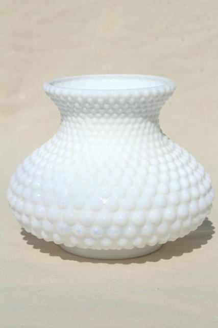 photo of vintage Fenton hobnail milk glass lampshade, small replacement shade for mini lamp #1