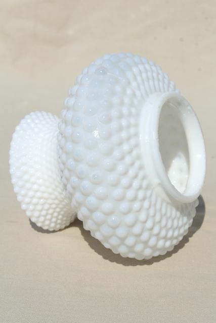 photo of vintage Fenton hobnail milk glass lampshade, small replacement shade for mini lamp #3