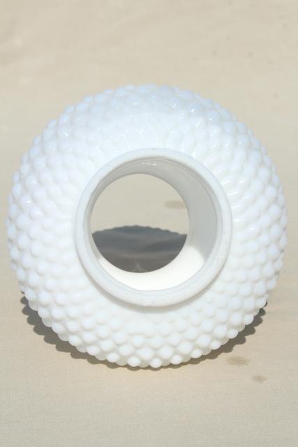 photo of vintage Fenton hobnail milk glass lampshade, small replacement shade for mini lamp #5