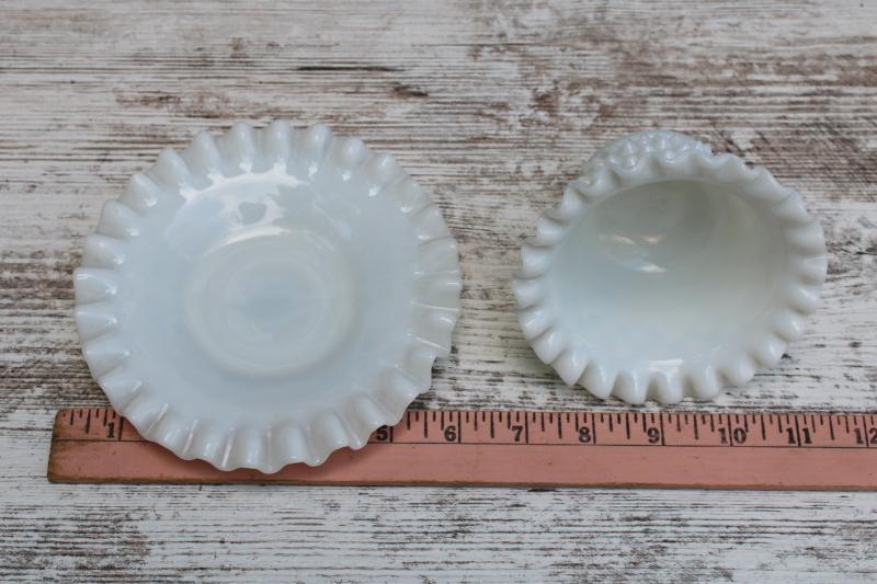photo of vintage Fenton hobnail milk glass mayo set, mayonnaise bowl w/ small under plate or planter pot w/ saucer  #5