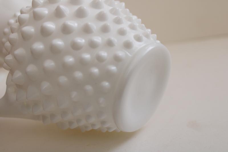 photo of vintage Fenton hobnail milk glass pitcher / flower vase, wedding decor #4