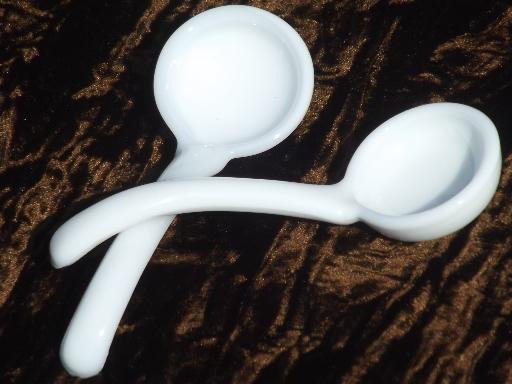 photo of vintage Fenton milk glass mayo bowl mayonnaise  spoons or sauce ladles #1