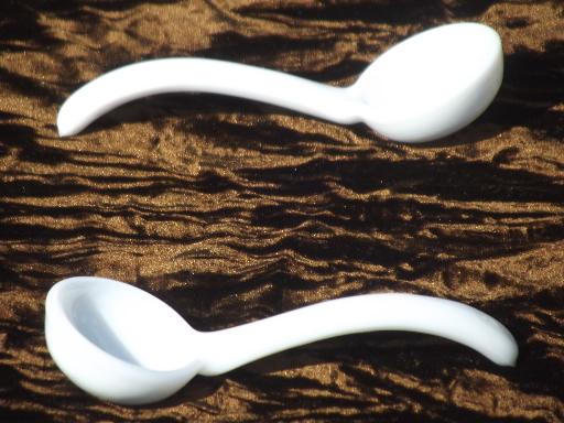 photo of vintage Fenton milk glass mayo bowl mayonnaise  spoons or sauce ladles #2