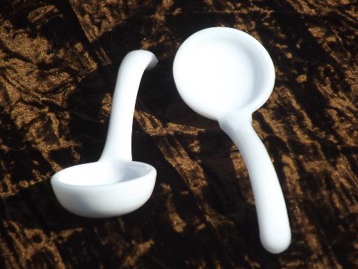 photo of vintage Fenton milk glass mayo bowl mayonnaise  spoons or sauce ladles #4