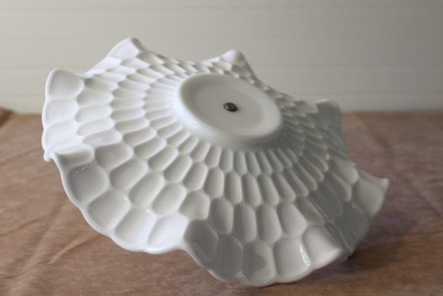 photo of vintage Fenton milk glass thumbprint pattern tidbit tray serving plate w/ center handle #2