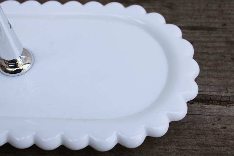 photo of vintage Fenton milk glass tray w/ center handle for hobnail cream & sugar set or S&P #2