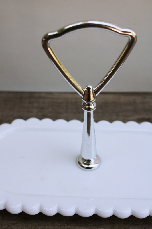 photo of vintage Fenton milk glass tray w/ center handle for hobnail cream & sugar set or S&P #3