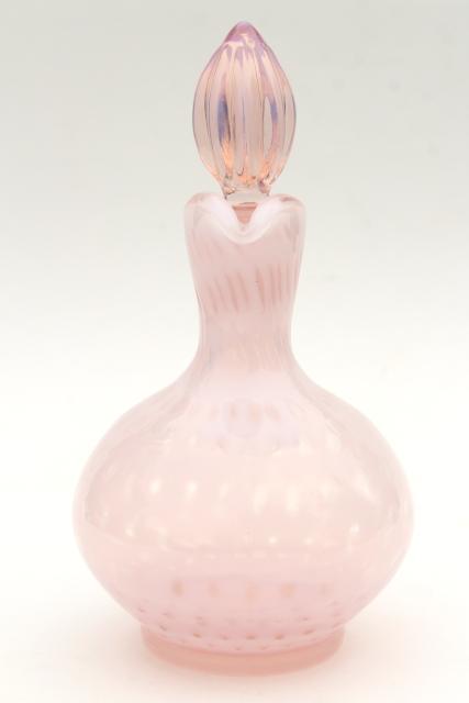 photo of vintage Fenton pink opalescent glass cruet bottle & stopper #5