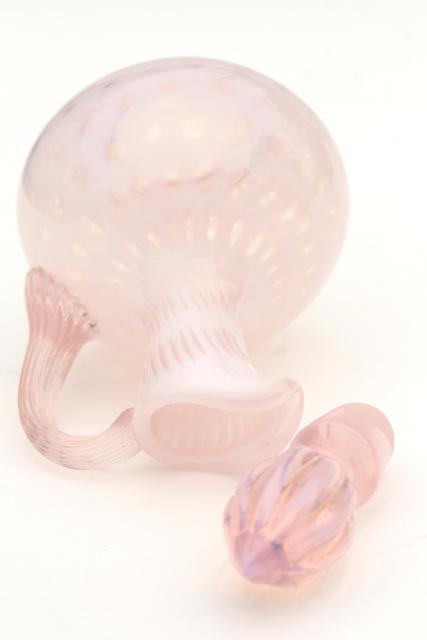 photo of vintage Fenton pink opalescent glass cruet bottle & stopper #6