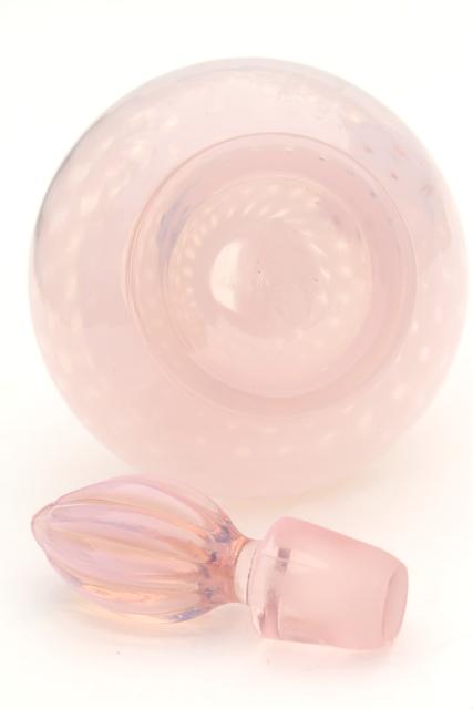 photo of vintage Fenton pink opalescent glass cruet bottle & stopper #7