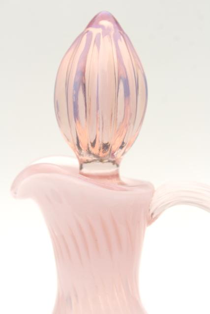 photo of vintage Fenton pink opalescent glass cruet bottle & stopper #8