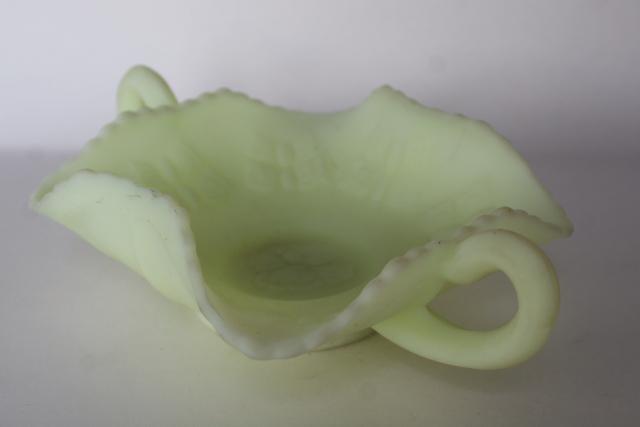 photo of vintage Fenton satin custard glass butterfly bonbon, candy dish w/ double handles #1